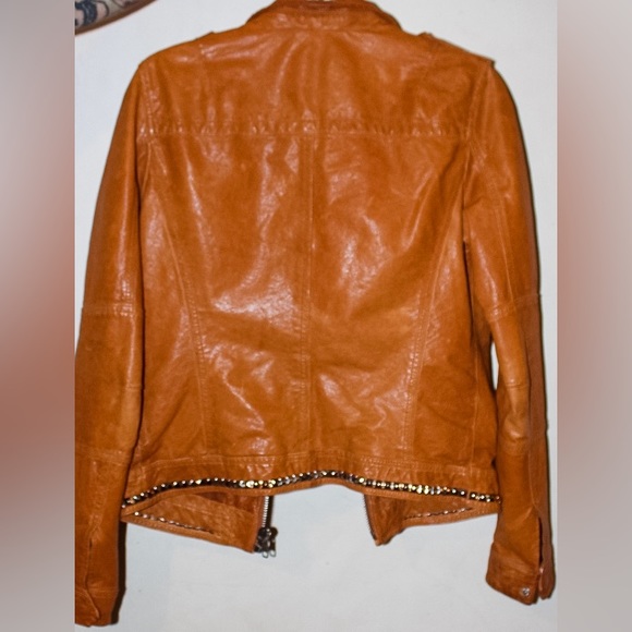 Women’s Studded Genuine Leather Bomber Jacket - Nightclub Aesthetic - Picture 3 of 6